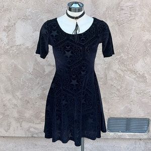 Killstar Stargazer Burned Velvet Burnout Skater Babydoll Gothic Dress Size Small